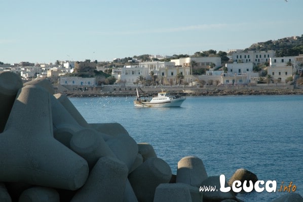 Foto ingresso in porto barca pescatori in santa maria di leuca.
